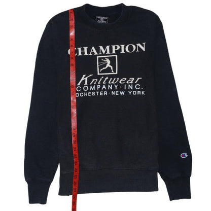 Champion Men’s Black Pullover Sweatshirt S Retro Embroidered Logo
