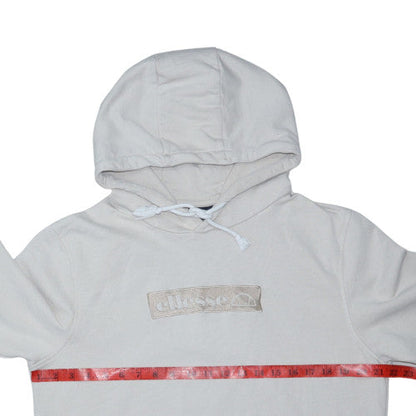 Ellesse Men's Beige Pullover Hoodie UK S Logo Cotton Blend