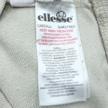 Ellesse Men's Beige Pullover Hoodie UK S Logo Cotton Blend