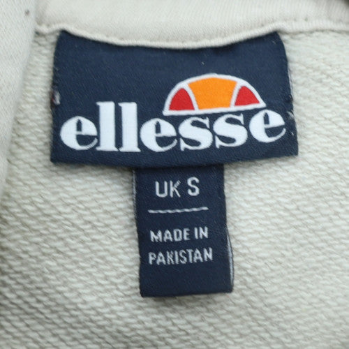 Ellesse Men's Beige Pullover Hoodie UK S Logo Cotton Blend