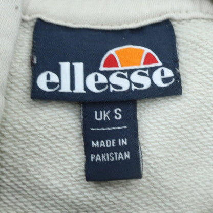 Ellesse Men's Beige Pullover Hoodie UK S Logo Cotton Blend