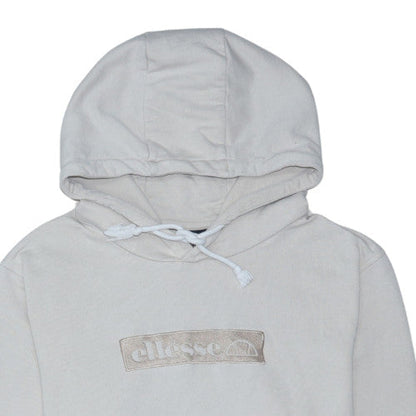 Ellesse Men's Beige Pullover Hoodie UK S Logo Cotton Blend