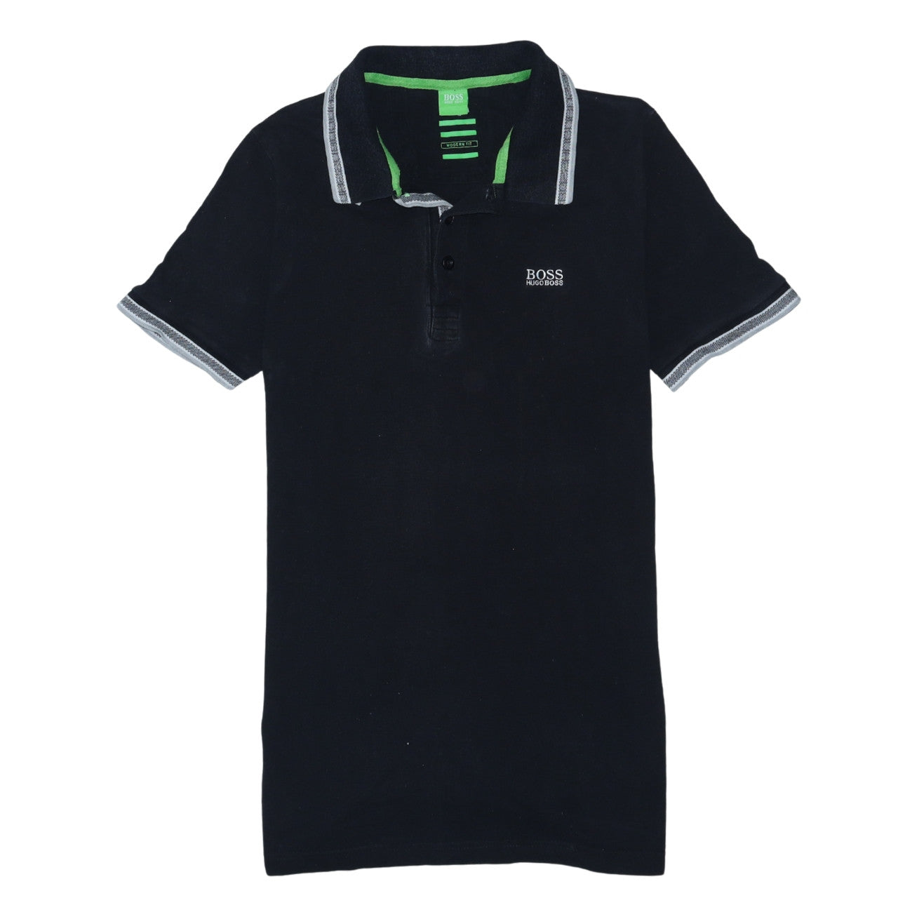 Hugo Boss Men's Black Modern Fit Cotton Polo Shirt Size L