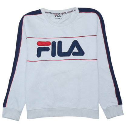 FILA Men's White Crew Neck Logo Sweatshirt Size L Regular Fit