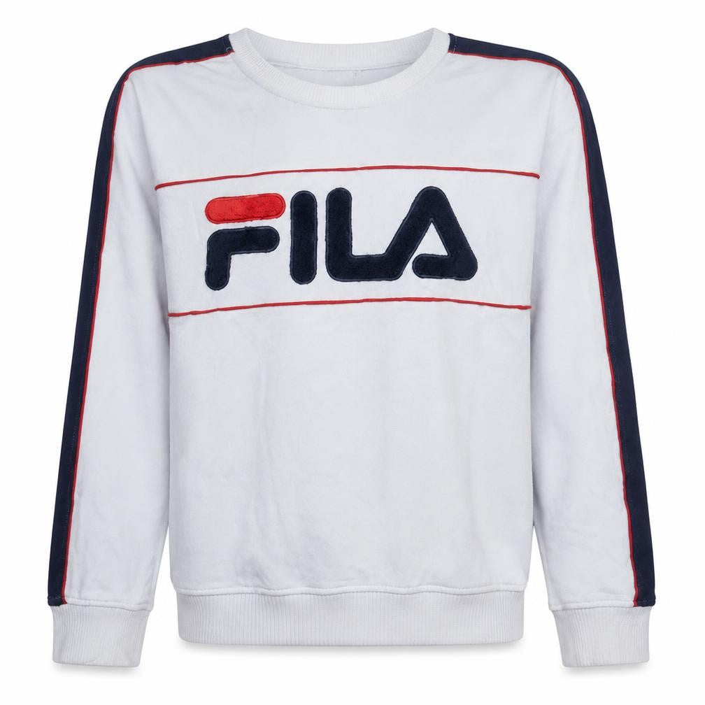 Fila Men's White Crew Neck Logo Sweatshirt Size L Regular Fit