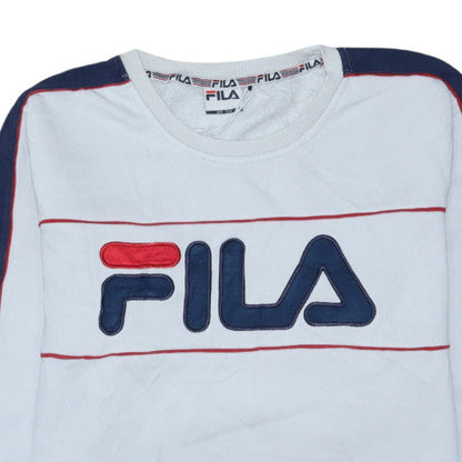 FILA Men's White Crew Neck Logo Sweatshirt Size L Regular Fit