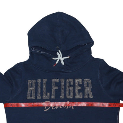 Tommy Hilfiger Boys Navy Pullover Hoodie M Cotton Blend Lined Casual