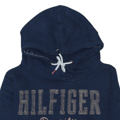 Tommy Hilfiger Boys Navy Pullover Hoodie M Cotton Blend Lined Casual