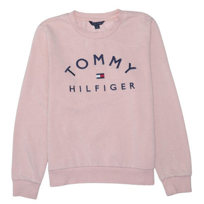 Tommy Hilfiger Women Pink Cotton Blend Sweatshirt Size M Crew Neck