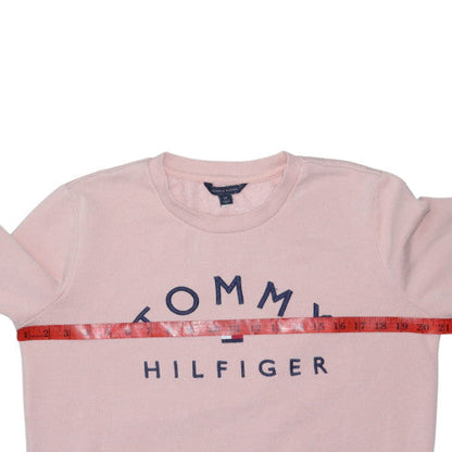 Tommy Hilfiger Women Pink Cotton Blend Sweatshirt Size M Crew Neck