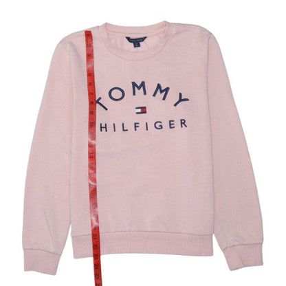Tommy Hilfiger Women Pink Cotton Blend Sweatshirt Size M Crew Neck