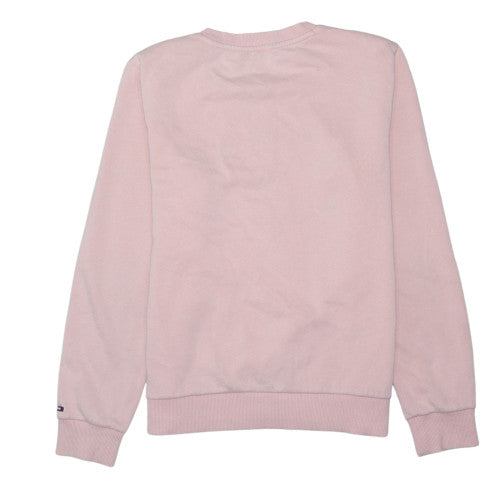 Tommy Hilfiger Women Pink Cotton Blend Sweatshirt Size M Crew Neck