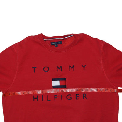 Tommy Hilfiger Men's Red XL Pullover Sweatshirt Crew Neck Logo