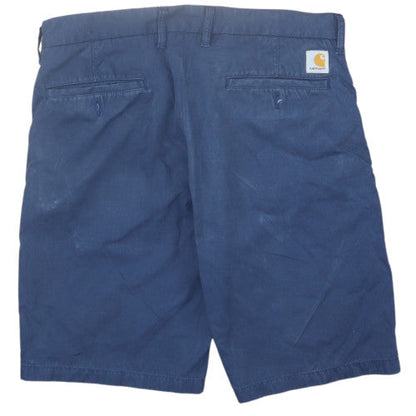 Carhartt Mens Blue Chino Shorts Size 34 Regular Fit Cotton Blend