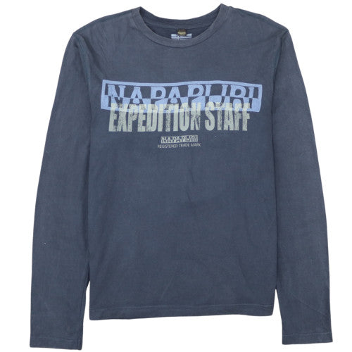 Napapijri Men’s Blue Expedition Staff Long Sleeve Cotton T-Shirt L