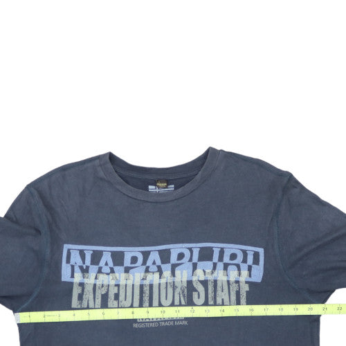 Napapijri Men’s Blue Expedition Staff Long Sleeve Cotton T-Shirt L