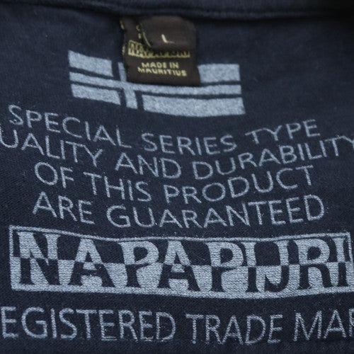 Napapijri Men’s Blue Expedition Staff Long Sleeve Cotton T-Shirt L