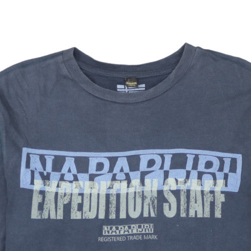 Napapijri Men’s Blue Expedition Staff Long Sleeve Cotton T-Shirt L