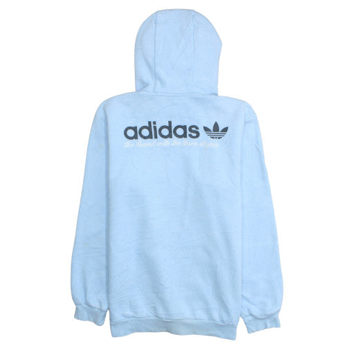 Adidas Mens Blue Pullover Hoodie M Regular Fit Logo Fleece