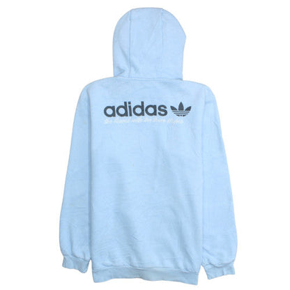 Adidas Mens Blue Pullover Hoodie M Regular Fit Logo Fleece