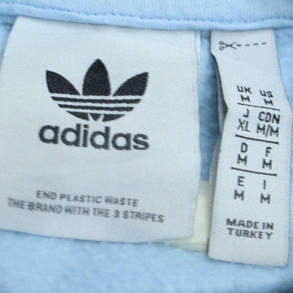 Adidas Mens Blue Pullover Hoodie M Regular Fit Logo Fleece