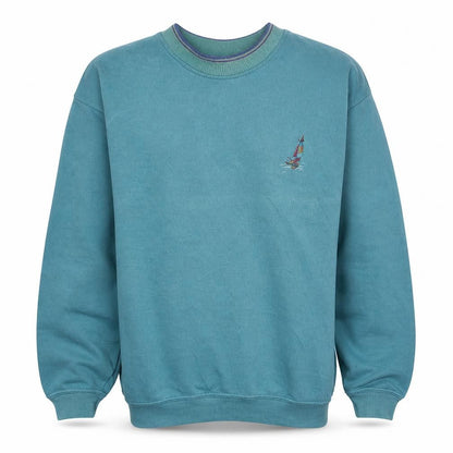 Bounded Waters Mens Blue Nautical Embroidered Sweatshirt L