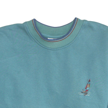 Bounded Waters Mens Blue Nautical Embroidered Sweatshirt L