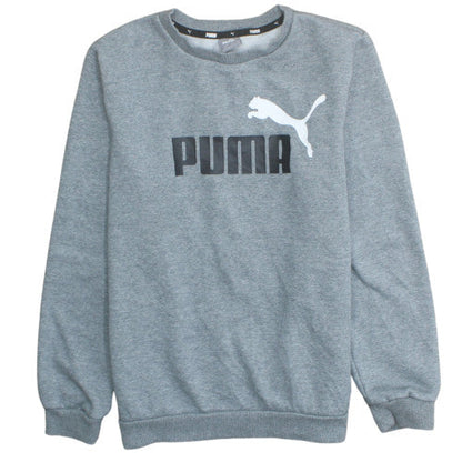 Puma Boys Grey Sweatshirt 13-14 Years Crew Neck Pullover Fleece Logo Top