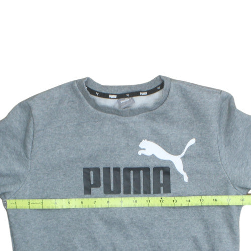 Puma Boys Grey Sweatshirt 13-14 Years Crew Neck Pullover Fleece Logo Top
