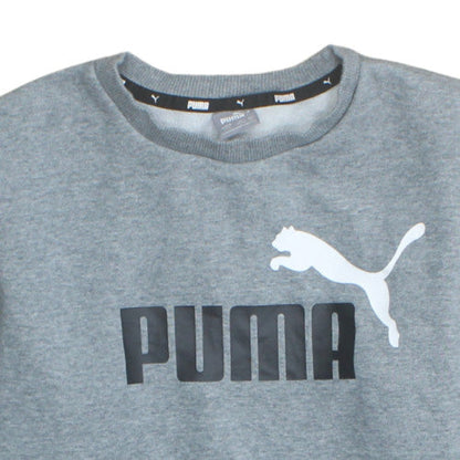 Puma Boys Grey Sweatshirt 13-14 Years Crew Neck Pullover Fleece Logo Top
