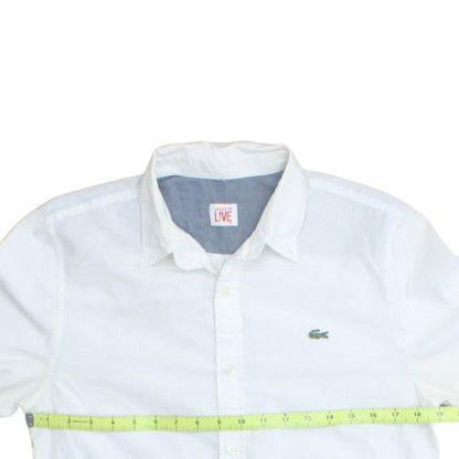 Lacoste Women White Cotton Long Sleeve Button-Up Shirt Size 12