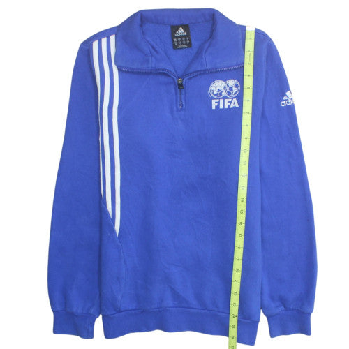 Adidas Mens Blue FIFA 1/4 Zip Sweatshirt Small Sports Logo