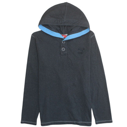 Puma Men's Black S Henley Hoodie Lightweight Hooded Top