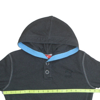 Puma Men's Black S Henley Hoodie Lightweight Hooded Top