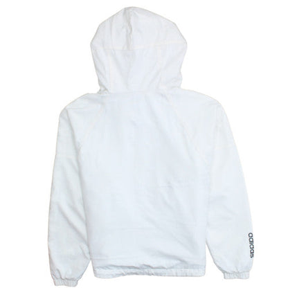 Adidas Boys White Hooded Windbreaker Jacket 14 Years Polyester Sports Style