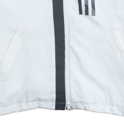 Adidas Boys White Hooded Windbreaker Jacket 14 Years Polyester Sports Style