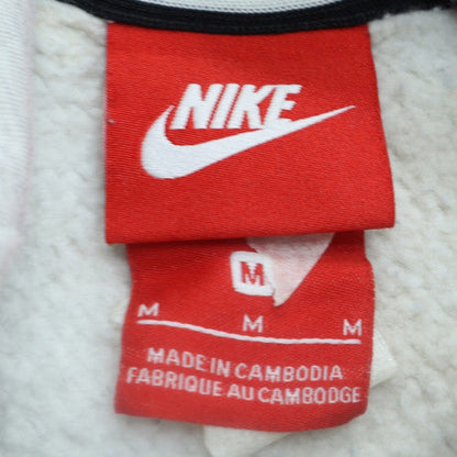 Nike Women Grey Pullover Hoodie M Logo Print Fleece Sweatshirt