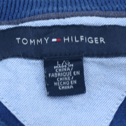 Tommy Hilfiger Men’s Blue V-Neck Cotton Jumper Size L Classic Knit