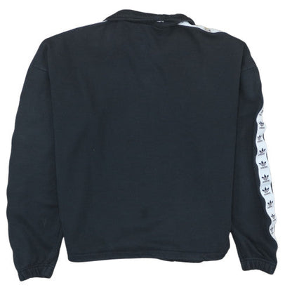 Adidas Women Black 1/2 Zip Sweatshirt Size 8 Logo Sleeve Tape