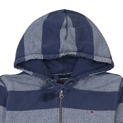 Tommy Hilfiger Men's Blue Striped Full Zip Hoodie Size L