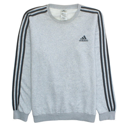 Adidas Mens Grey Pullover Sweatshirt L Crew Neck Fleece Sports Top