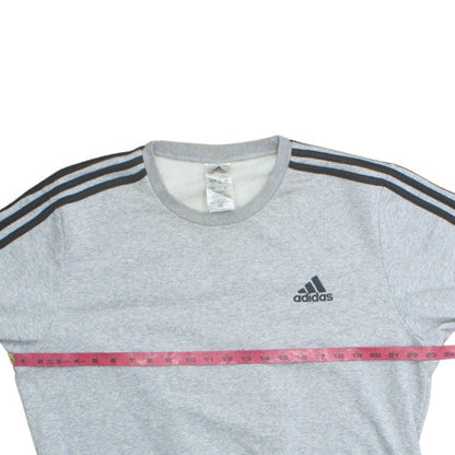 Adidas Mens Grey Pullover Sweatshirt L Crew Neck Fleece Sports Top
