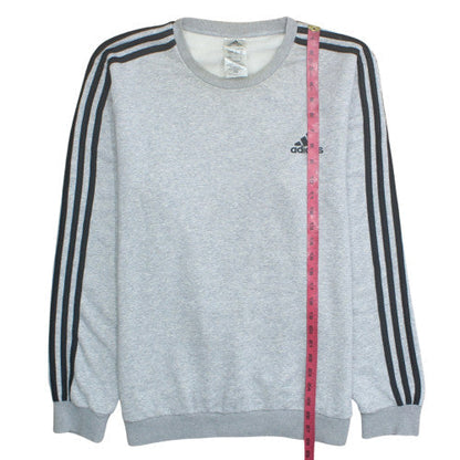 Adidas Mens Grey Pullover Sweatshirt L Crew Neck Fleece Sports Top