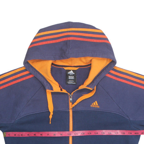Adidas Men Blue Orange Full Zip Hooded Sweatshirt Size M