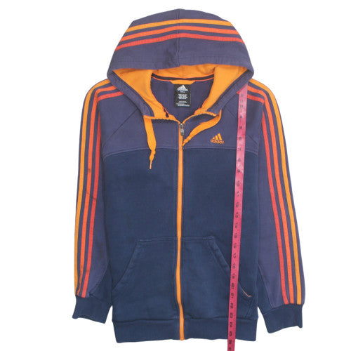Adidas Men Blue Orange Full Zip Hooded Sweatshirt Size M