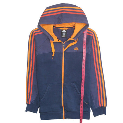 Adidas Men Blue Orange Full Zip Hooded Sweatshirt Size M