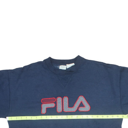 FILA Men's Blue Pullover Sweatshirt L Retro Crew Neck