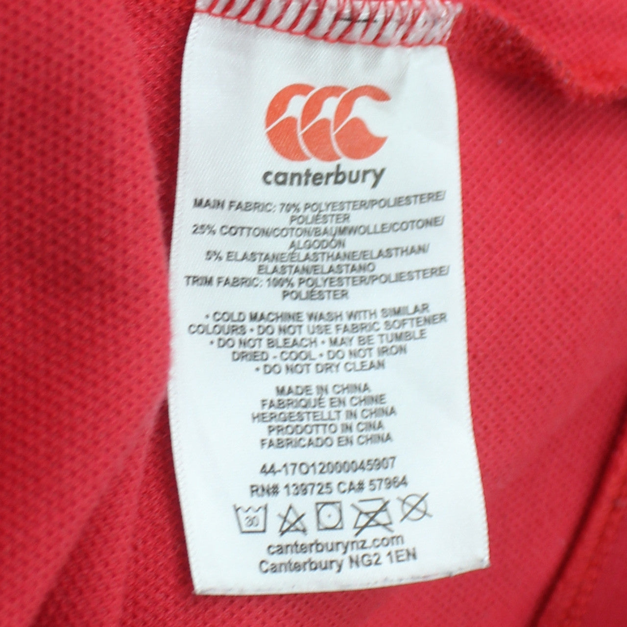 Canterbury Men’s Red 2XL Full Zip Hoodie Rugby Sportswear