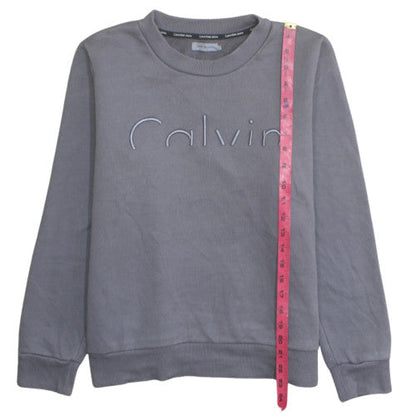 Calvin Klein Boys Grey Cotton Blend Crew Neck Pullover Sweatshirt L
