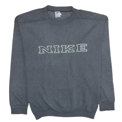 Nike Women's Grey Pullover Sweatshirt L Classic Logo Crew Neck